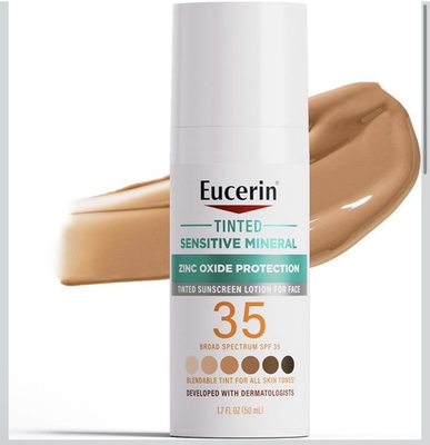 #ad #ad Eucerin Sensitive Mineral Face Tinted Sunscreen Lotion SPF 35 1.7 fl oz 50 mL $4.99