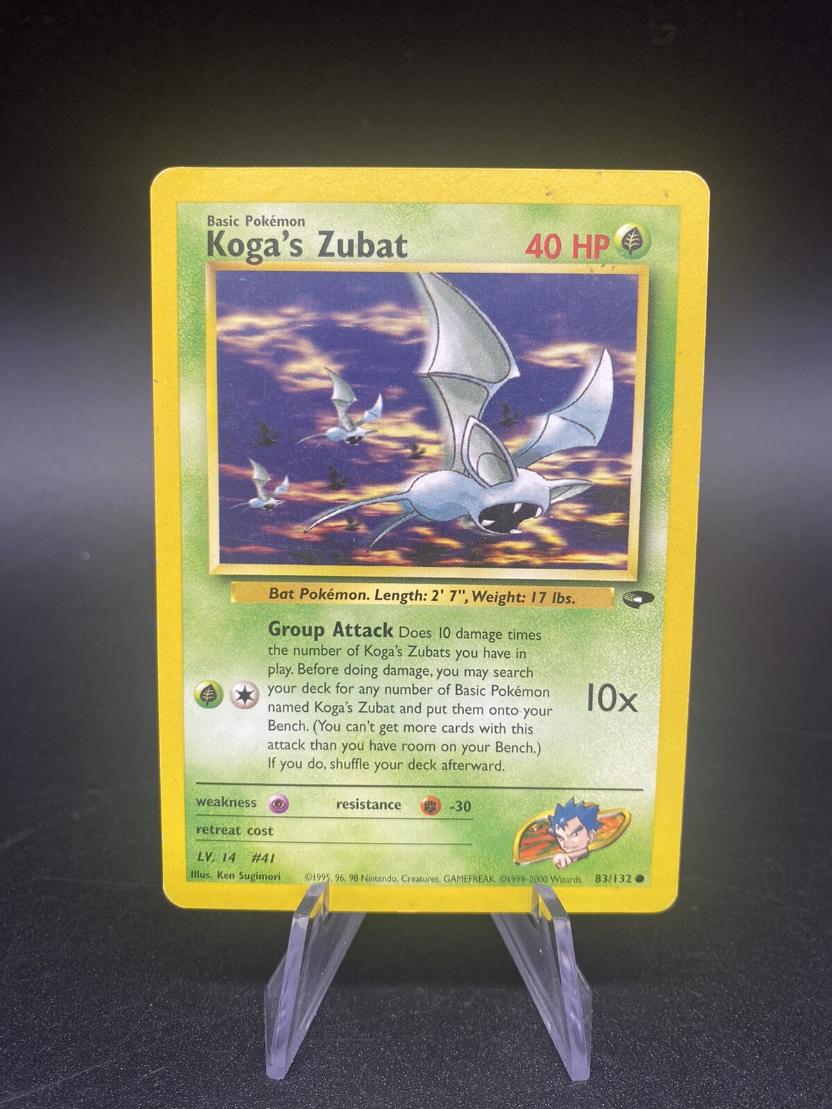 Koga’s Zubat 83/132 Gym Challenge Unlimited Pokémon Card VLP/NM