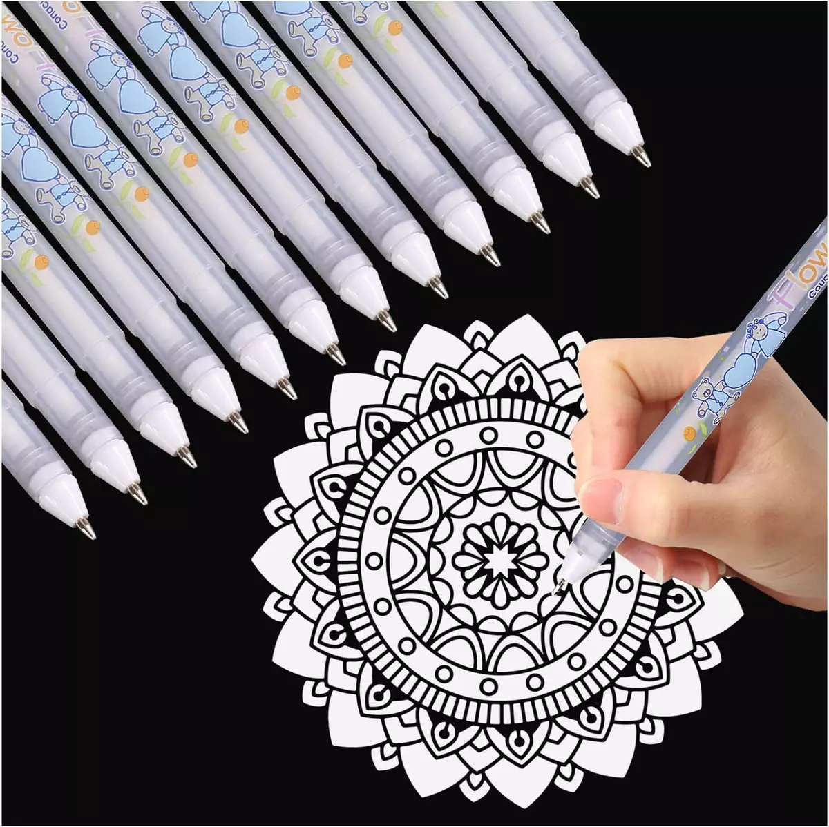 Dyvicl White Ink Pens - 12-Piece Fine Point Tip White Gel Pens for