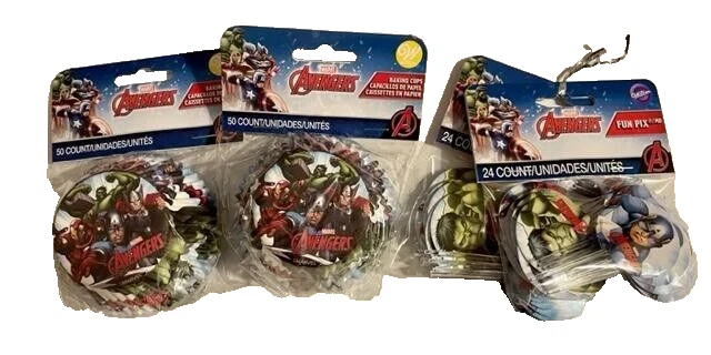 Pacote de festa de aniversário Marvel Avengers pratos guardanapos vela cupcake suprimentos - Imagem 3 de 4