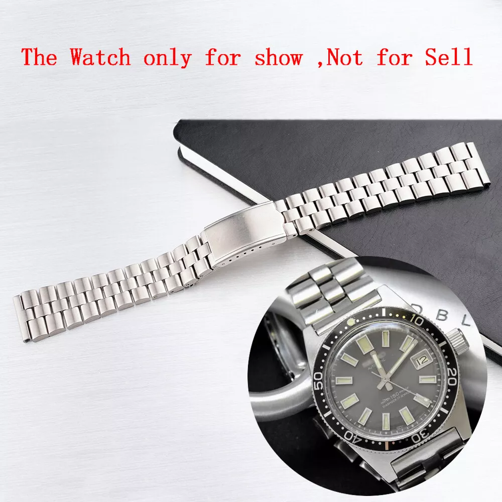 19mm Straight End Steel Silver Vintage Wrist Watch Band Bracelet For Seiko  Pogue | eBay