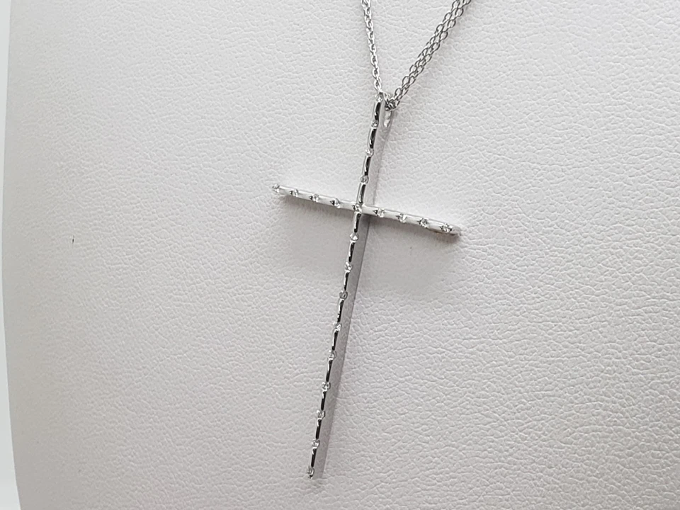 Recarlo Collar Mujer Con Cruz Oro Blanco 18Kt Y Diamantes De 0,17 (0010) Outlet - Imagen 4 de 4