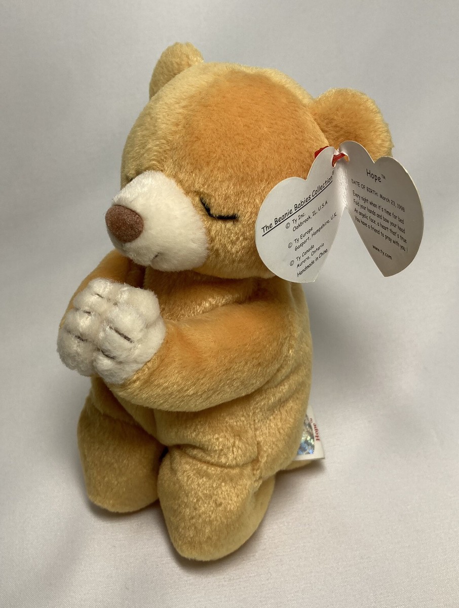 VERY RARE !!! TY Beanie Babies “Hope” the Praying Bear Retired