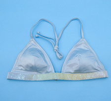 Victorias Secret Small Blue Bling Rhinestones Lined Triangle Plunge Bikini Top