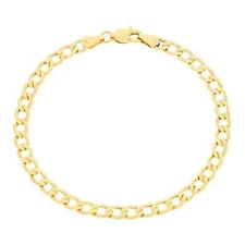 10K Yellow Gold 4.5mm Womens Cuban Link Curb Chain Bracelet Italian Made 7"