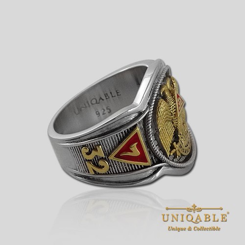 Anello massonico di rito scozzese rito massonico oro .925 placcato da UNICO - Foto 5 di 12