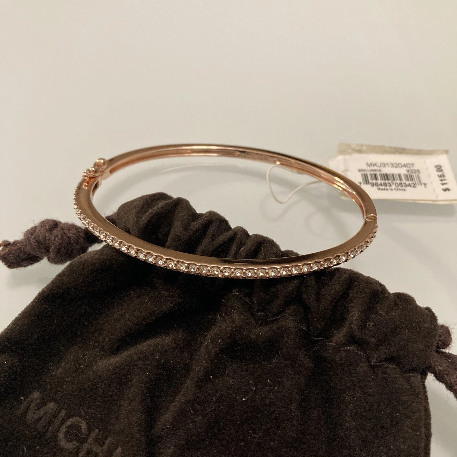 Nuovo Braccialetto Braccialetto Sottile Michael Kors Colore Cotta Rosa Tono Pavimentazione Pietra