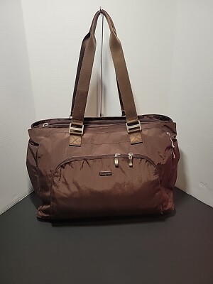 Baggallini Weekender Travel Tote Bag Double Handle Brown Lots Pockets  Diaper Bag