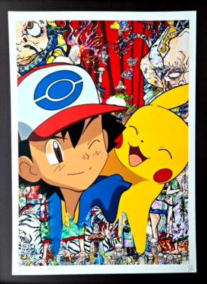 Death NYC Hand Signed Large Framed Print 16x20in Pokemon Pikachu