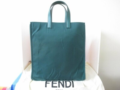 Authentic Fendi Monster Bugs Eye Tote Bag Handbag Green Nylon