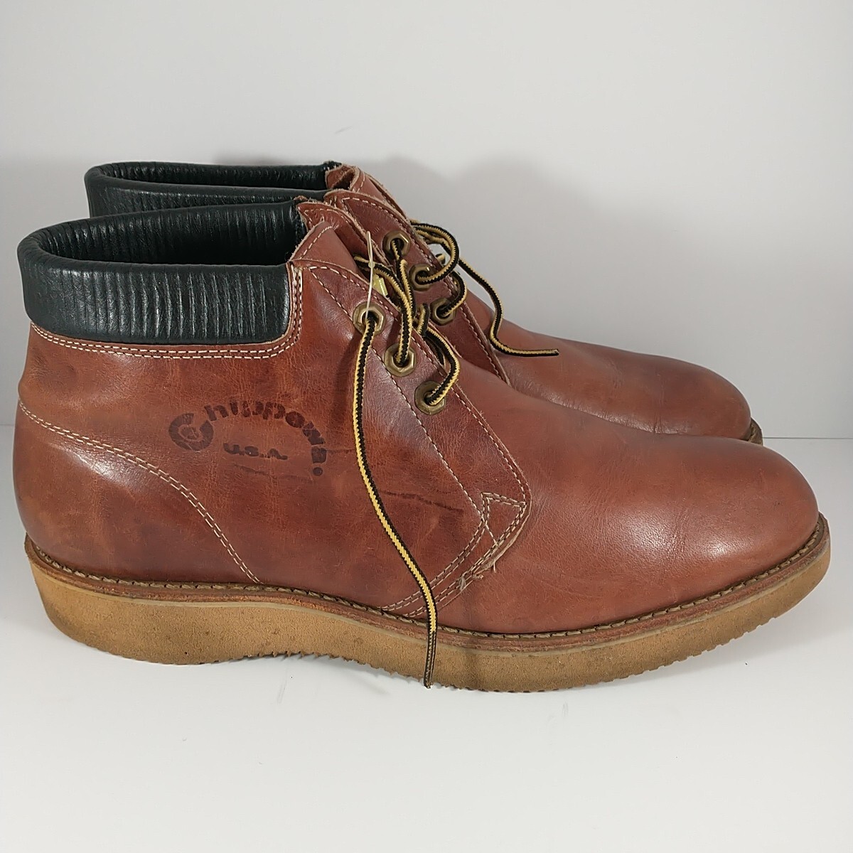 Vintage Chippewa USA 3-Hole Chukka Kush N Kollar Boots Mens Size 11.5 D NICE