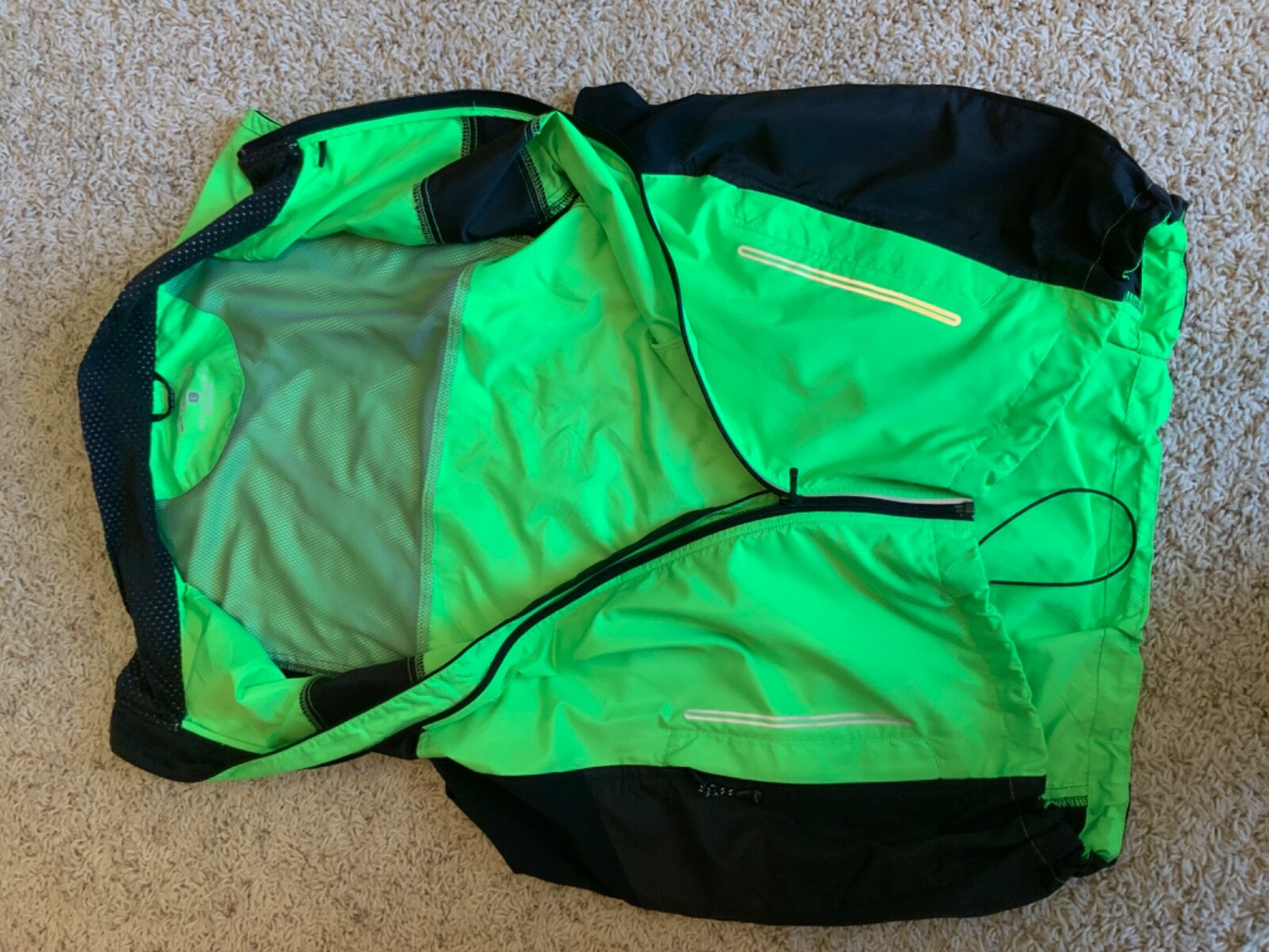 Brooks Running Vest Mens Large Large Neon Green Full Zip Sleeveless Windbreaker eBay
