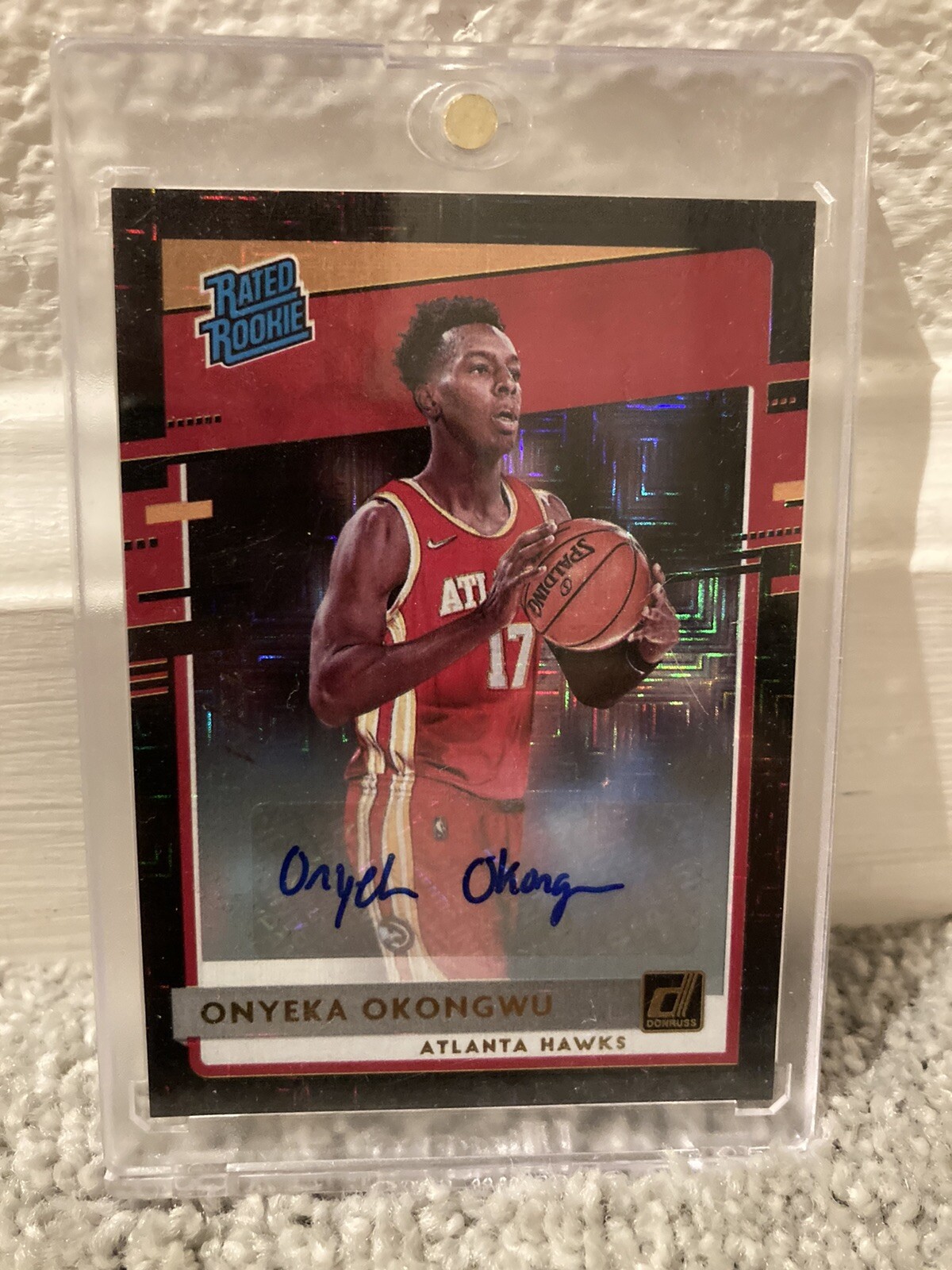 2020-21 Donruss Optic Onyeka Okongwu Black Choice 1/1 Rated Rookie RC AUTO DMG