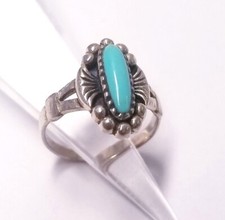 925 Sterling Silver Hand Crafted Turquoise Ring sz 6 3 grams 