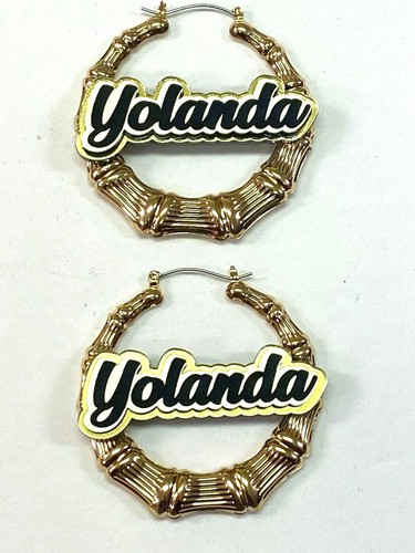 Bamboo Earrings Name Plate Personalized 1.5 2.5 3.5" Size Choice Custom LaserCut - Picture 8 of 12