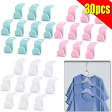 30pcs Hanger Connector Hooks Closet Hangers Organizer Bedroom Space-saving Clip