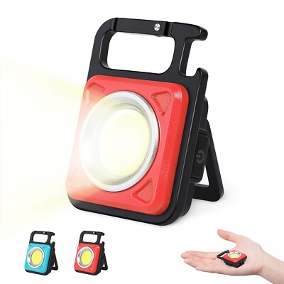 2Pcs Portable Mini COB Work Light Rechargeable Flashlight Keychain 1000 Lumens