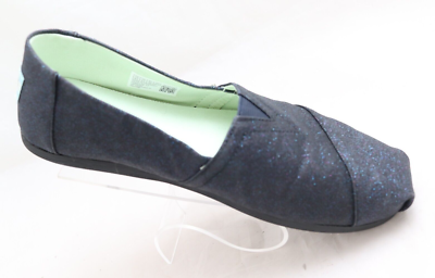 Toms Alpargatas Flats Shoes Women's Midnight Blue Glitter Fox and Moon