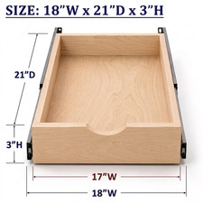 18" Solid Birch Wood Roll Out Cabinet Drawer - Dovetail, Soft Close Slides