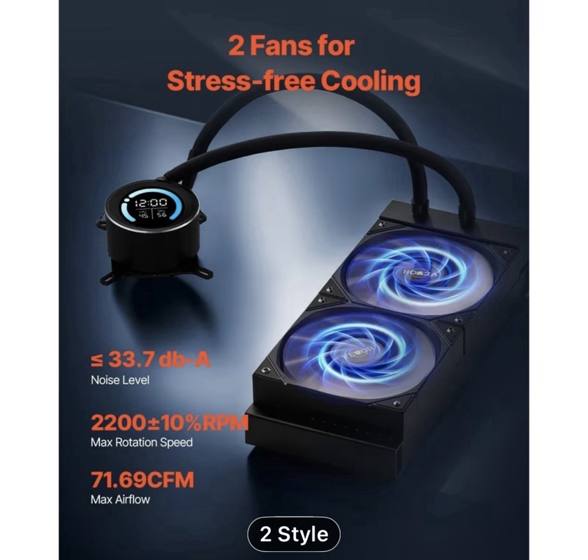 VEVOR 240mm Liquid CPU Cooler w LCD Display 4