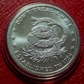 Don't Tread On Me The Price Of Liberty Art Round 1 Troy oz..999 Fine Silver