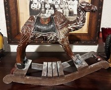 VTG ARTS  CRAFTS ERA Hand Carved Wood MINI Camel Hobby Rocker