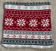 Snowflake 100% Cotton Double Sided Holiday Throw Pillow Cover Grey and Red 19"