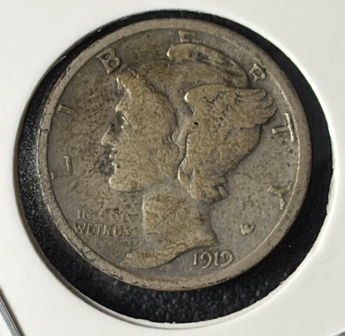 1919-D Mercury Dime  - Fine Details - Circulated - 90% Silver (0042)