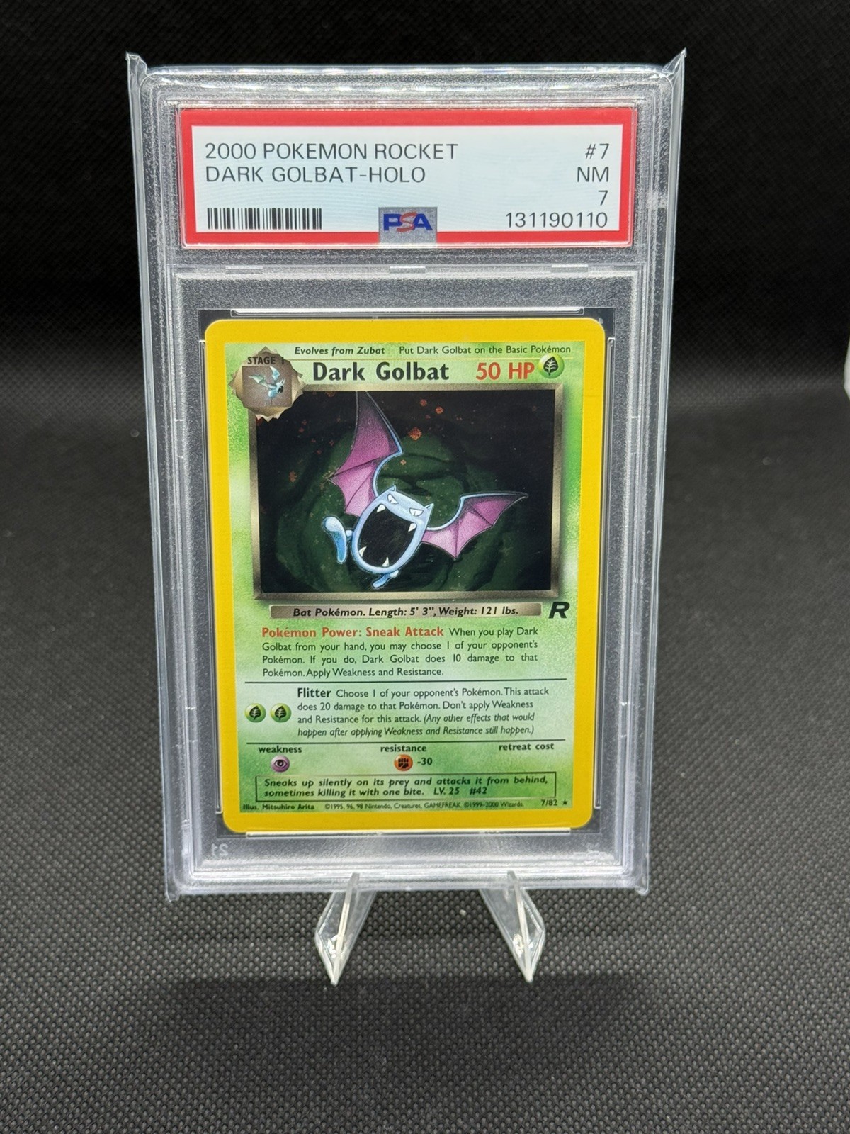 2000 POKEMON ROCKET #7 DARK GOLBAT-HOLO PSA 7