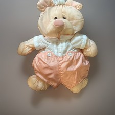 Ex Cond 1986 Fisher Price Vintage PUFFALUMP Orange Peach Bear Cub Outfit 17"
