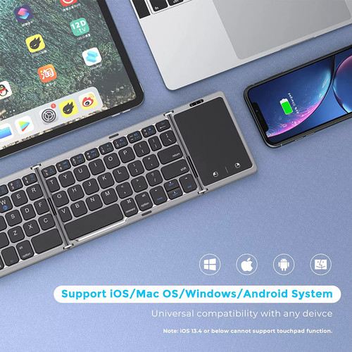 Teclado Bluetooth Inalámbrico Plegable Recargable para PC Mac Smartphone Windows - Imagen 3 de 10