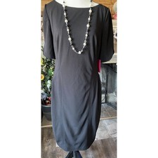 NWT Vince Camuto Size 12 Black Dress center back slit curved sleeves 