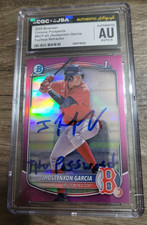 Jhostynxon Garcia Signed 2025 Bowman Baseball Card #BCP43 CGC JSA Red Sox Fuchsi