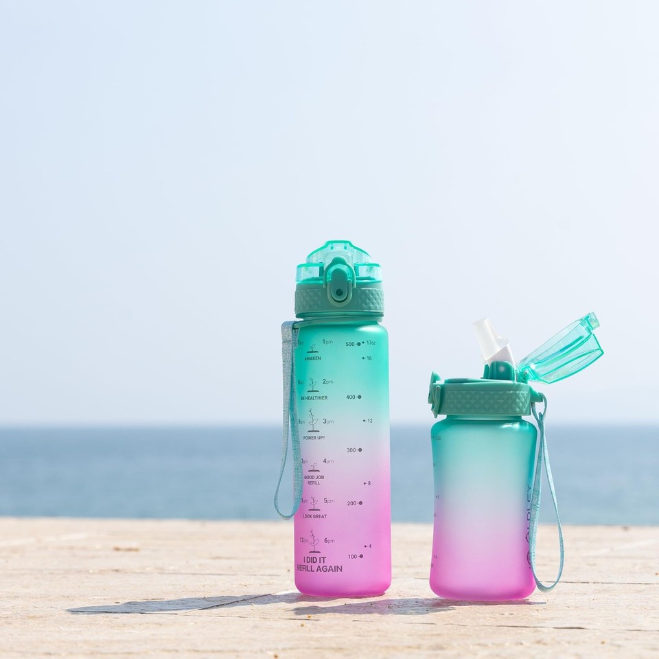 OLDLEY Kids Water Bottle for School, 17 oz (2 lids) BPAFree Reusable