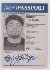 2022 Panini Prestige NFL Passport Signatures Treylon Burks #NPS-TB Auto 0v2k
