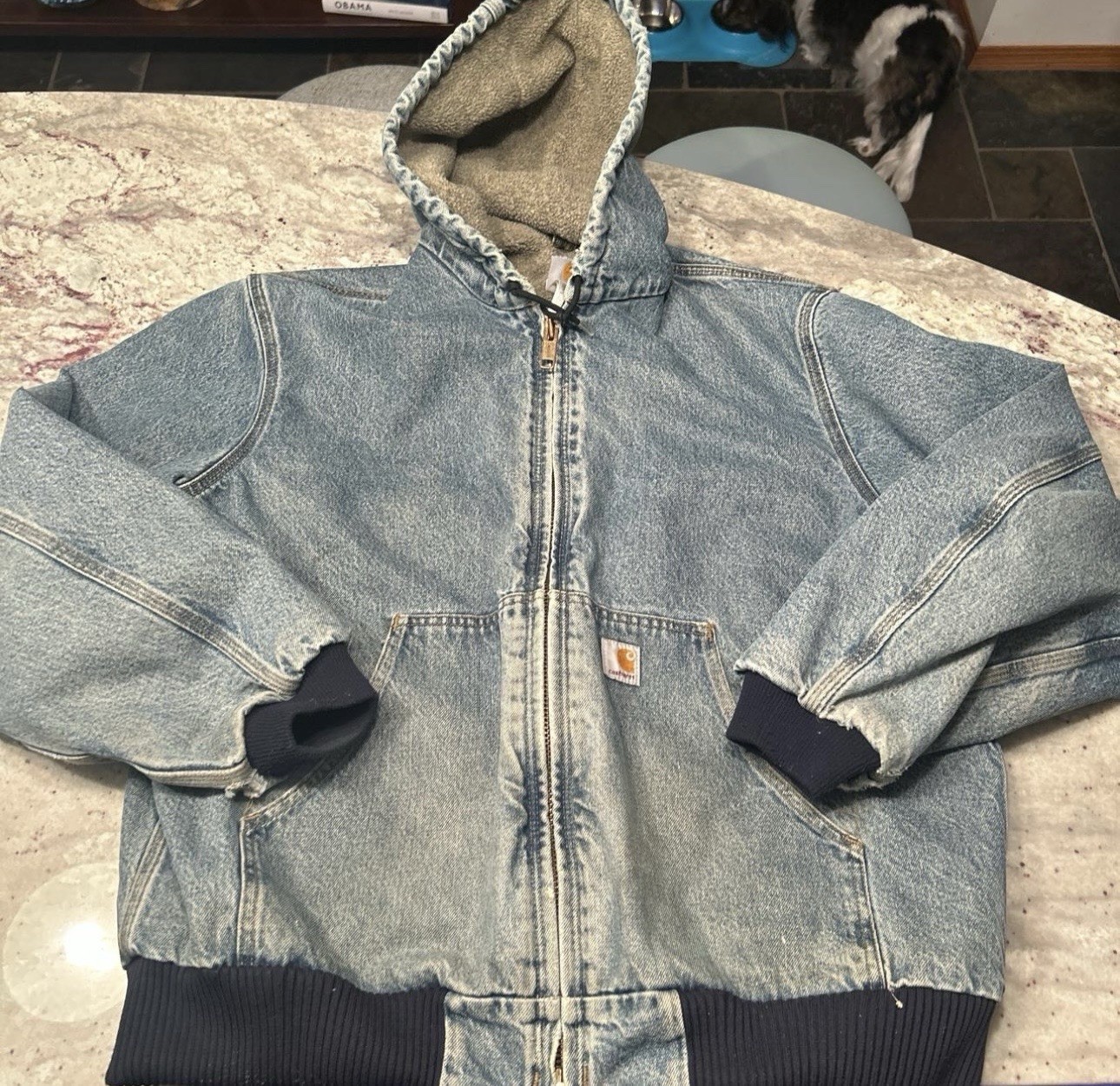 Vintage Carhartt Denim Hooded Jacket Size Large