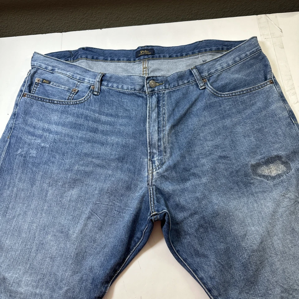 Polo Ralph Lauren Mens Jeans Distressed Hampton Relaxed Straight Blue 42X30 #002 - Image 3 of 4