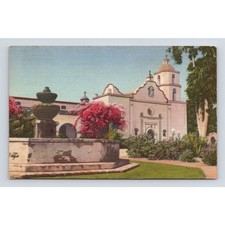 Postcard Union Pacific Railroad Mission San Luis Rey California Linen 82404