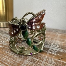Dragon Fly Candle Holder Enamel Inlay With Multi Colored Rhinestones