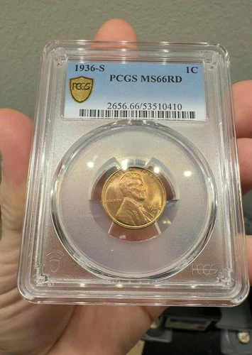 1936-S Superb Gem BU Lincoln Cent ~ PCGS MS66RD ~ TrueView Great Color