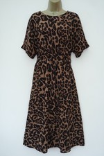 SHEIN  BROWN LEOPARD ANIMAL PRINT MIDI TEA DRESS SIZE 0XL 16
