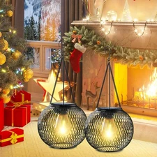 Solar Lantern Outdoor Decor 2 Pack, Upgraded Waterproof Hanging Garden Lights