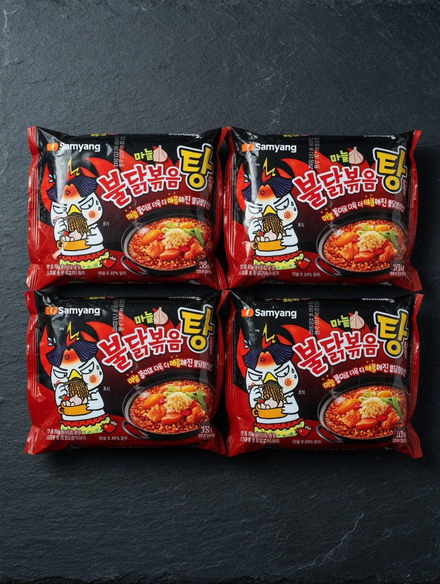 Sopa de pollo caliente Samyang Buldak ramen 145 g x 4 paquetes fideos instantáneos picantes coreanos