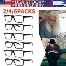 Black Small Rectangle Reading Glasses Clear A...