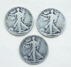 Lot of 3 United States Walking Liberty Half Dollars