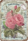 Floral Plant Metal Tin Sign Fleur De Roses Vintage Door Plaque 5.5x8 inhces