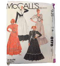 McCalls 8178 Prairie Pioneer Pilgrim Dress Costume 8- 20 Sewing Pattern UNCUT
