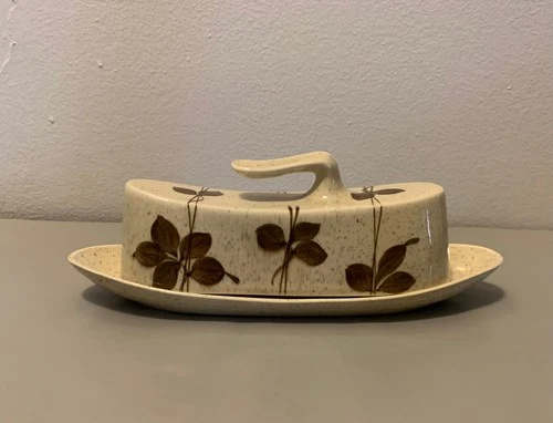 Red Wing Pottery Vintage Tampico Futura Pattern Covered Butter Dish - NR!