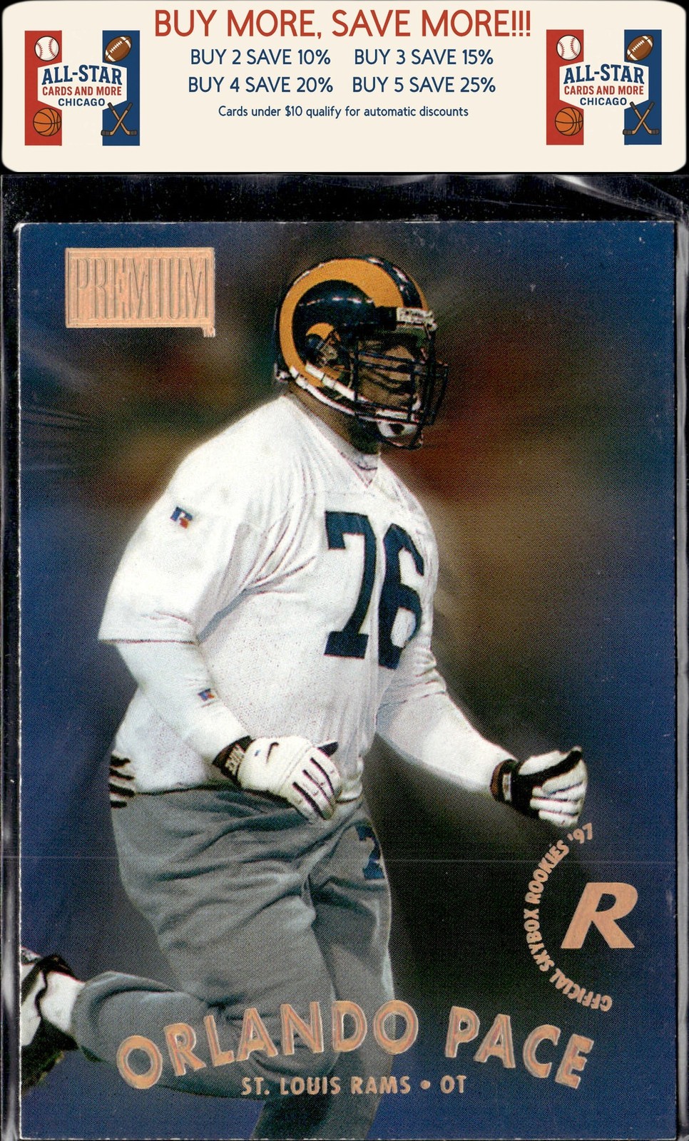 1997 SkyBox Premium #237 Orlando Pace Rookie St. Louis Rams