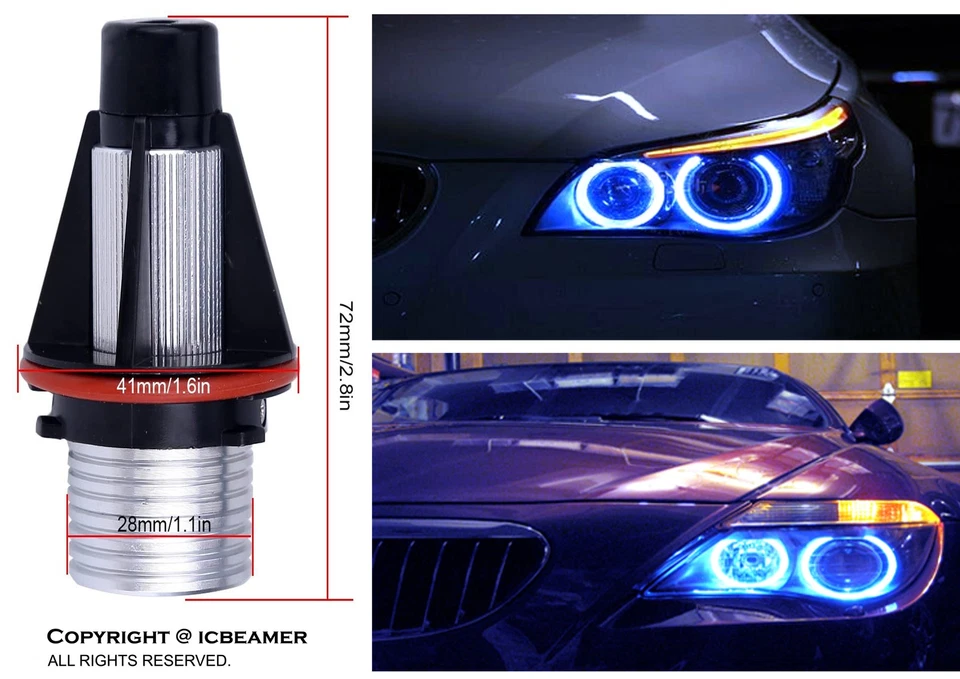 Para BMW E39 E60 E61 E65 E83 Azul LED Halo Anillo Marcador Bombillas (2 piezas) Foto 4 de 4